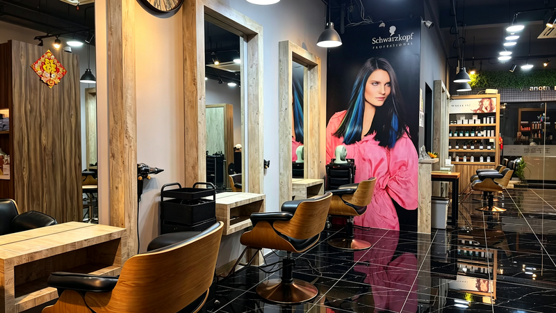 Styling chairs and Schwarzkopf Professional products at Bazaar Hair Salon