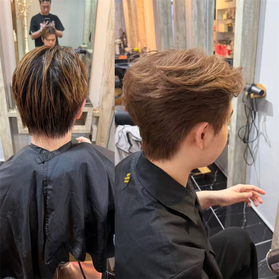 Men's brown hair colour at Bazaar Hair Salon Geylang