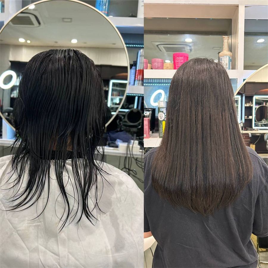 Natural brown hair colour at Bazaar Hair Salon Geylang